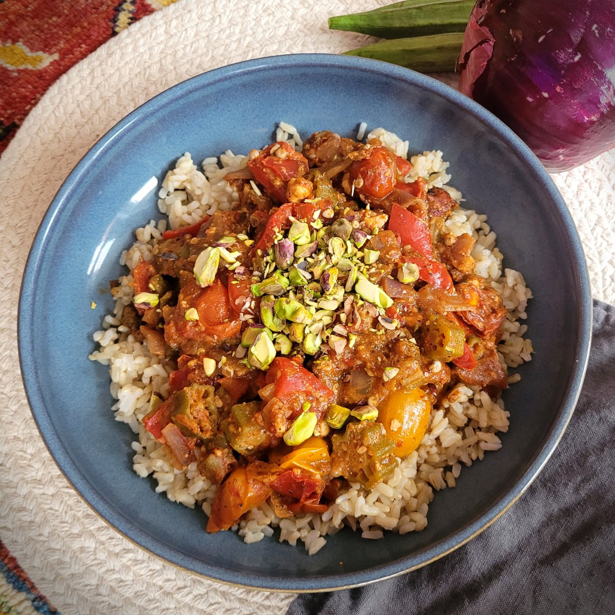 Speedy Spiced Okra Cherry Tomato Sauce